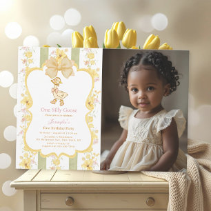 One Silly Goose 1st Birthday Photo Invitation