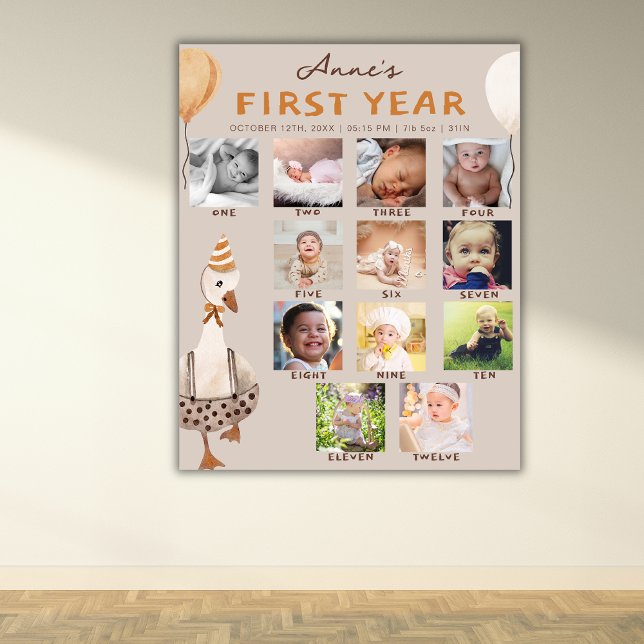 One Silly Goose 1st Birthday Photo Milestone Poster (Creator Uploaded)