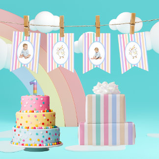 One Silly Goose 1st Birthday Photo Watercolor  Bunting