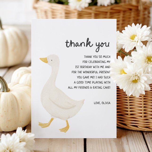 One Silly Goose 1st Birthday Thank You Card (Creator Uploaded)