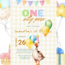 One Silly Goose 1st Birthday Yellow Plaid