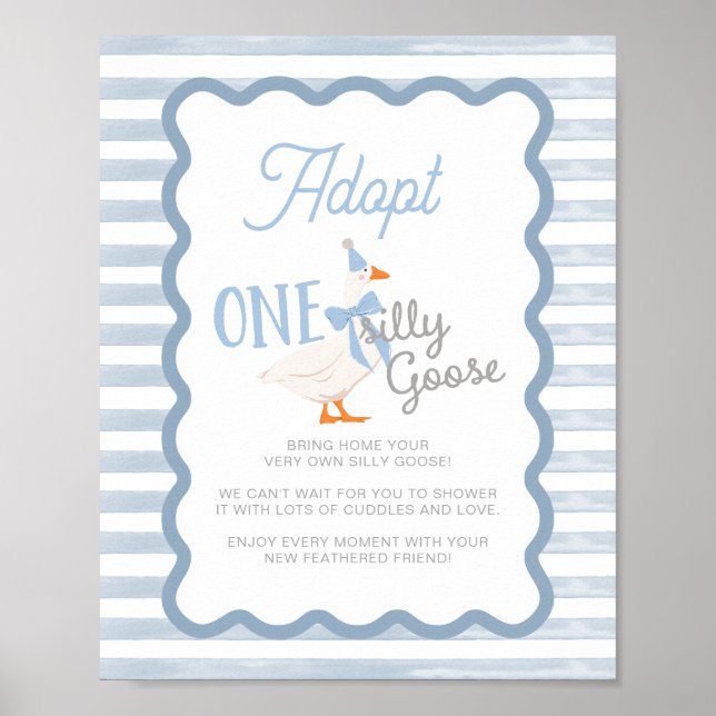One Silly Goose Adoption Sign  (Front)