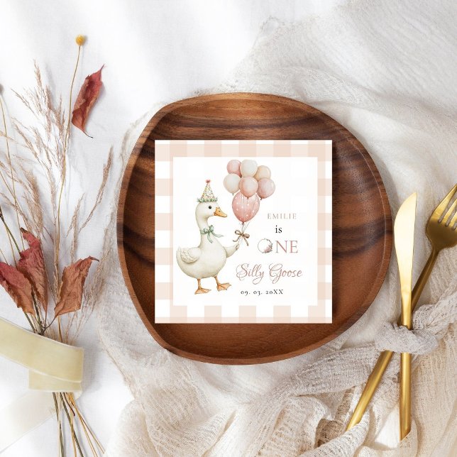 One Silly Goose Baby 1st Birthday Napkin (Creator Uploaded)