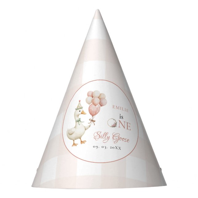 One Silly Goose Baby 1st Birthday Party Hat (Front)