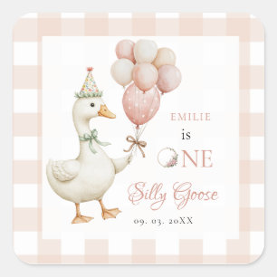 One Silly Goose Baby 1st Birthday Square Sticker