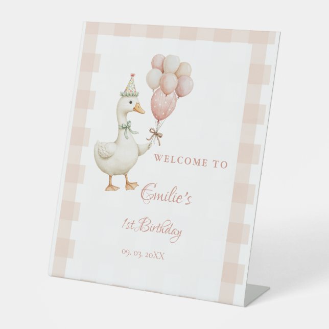 One Silly Goose Baby 1st Birthday Welcome sign (Front)