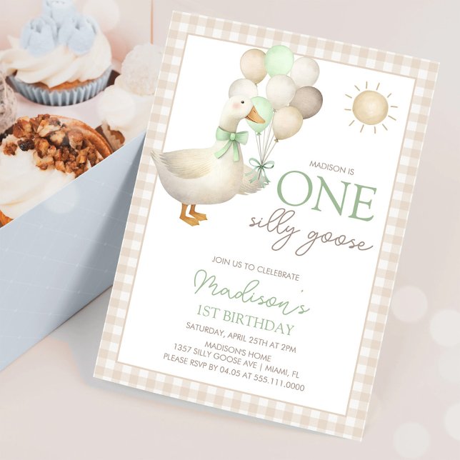 ONE Silly Goose Balloons First Birthday Invitation (Creator Uploaded)