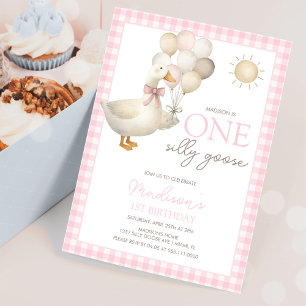 ONE Silly Goose Balloons First Birthday Invitation