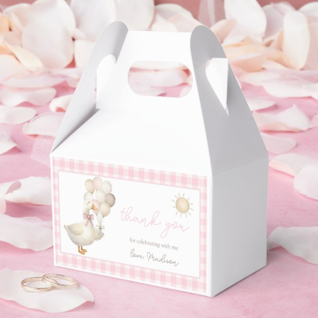 ONE Silly Goose, Balloons, Retro Gingham Favour Box (Wedding)