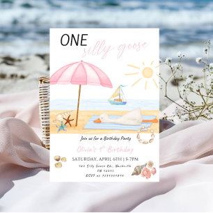 One Silly Goose Beach 1st Birthday Party Invitation