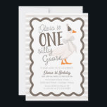 One Silly Goose Beige Bow 1st Birthday Invitation<br><div class="desc">Celebrate your toddler's milestone in retro style with our One Silly Goose 1st Birthday Suite! Featuring a chic muted color scheme, this design includes an adorable goose wearing a cute coquette bow, all set within a groovy frame. It's the perfect way to bring a fun and stylish vibe to the...</div>