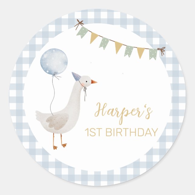 One Silly Goose Birthday Classic Round Sticker (Front)
