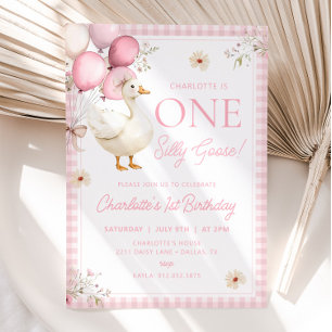 ONE SILLY GOOSE Birthday First Birthday Invitation