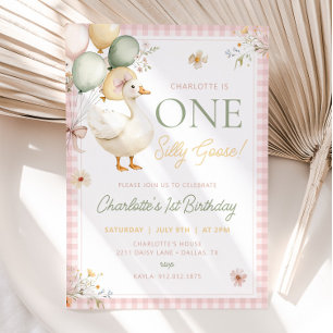 ONE SILLY GOOSE Birthday First Birthday Invitation