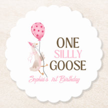 One Silly Goose Birthday, Girl 1st Birthday Pink
