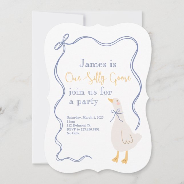 One Silly Goose Birthday Invitation (Front)