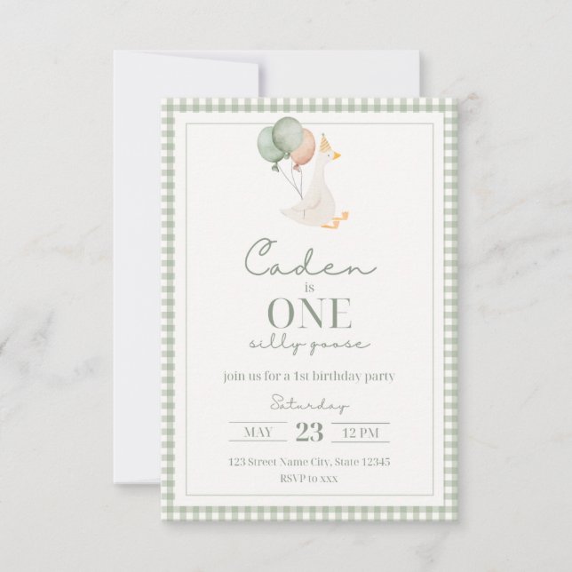 ONE Silly Goose Birthday Invitation (Front)