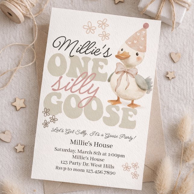 One Silly Goose Birthday Invitation – Boho Goose  (Creator Uploaded)