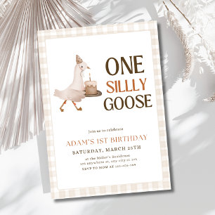 One Silly Goose Birthday Invitation, Goose 1st Boy Invitation