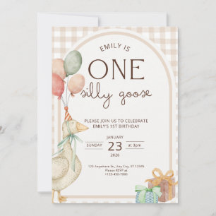 One Silly Goose Birthday Invite Gender Neutral 