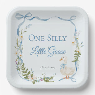 One Silly Goose Birthday Party Watercolor Paper Plate