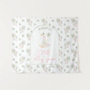One Silly Goose Birthday Personalized Banner 1st Tapestry