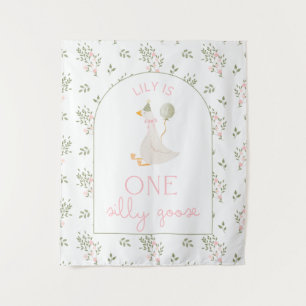 One Silly Goose Birthday Personalized Banner Tapestry