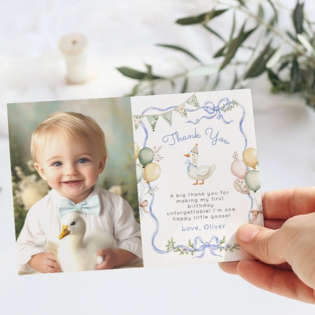 One Silly Goose Birthday Photo Thank you card (Creator Uploaded)