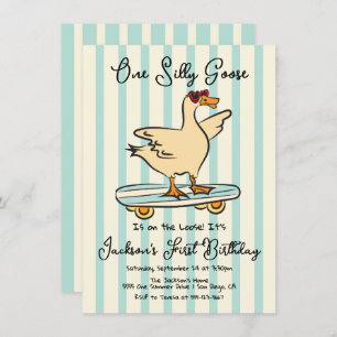 One Silly Goose Birthday skateboard Invitation