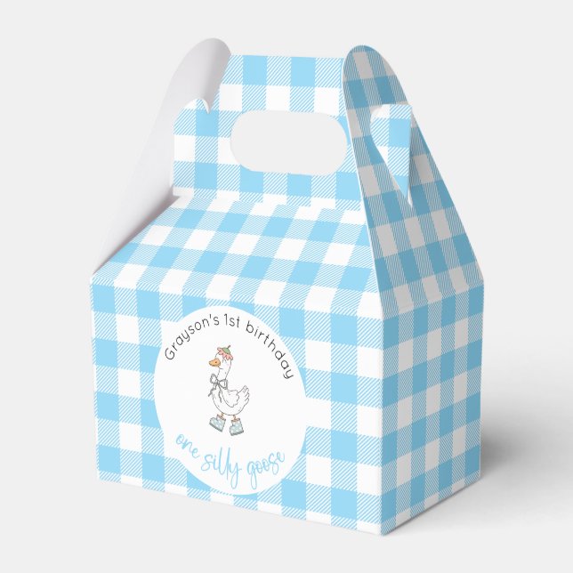 One Silly Goose Blue 1st Birthday Favour Box (Front Side)