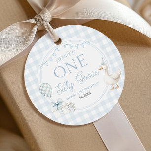 ONE Silly Goose Blue 1st Birthday Party Favour Tags