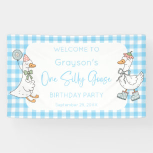 One Silly Goose Blue 1st Birthday Welcome Banner