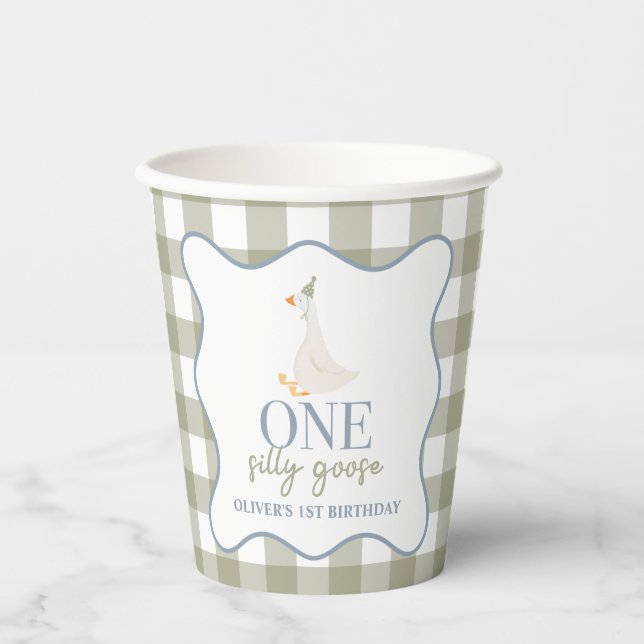 One Silly Goose blue and green Paper Cups (Front)
