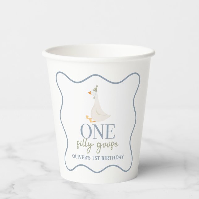 One Silly Goose blue and green Paper Cups (Front)