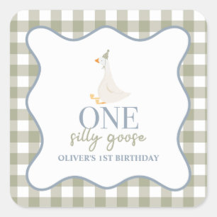 One Silly Goose blue and green Square Sticker
