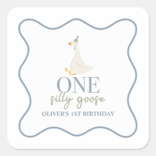 One Silly Goose blue and green Square Sticker