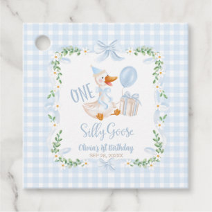 One Silly Goose Blue Bow Floral 1st Birthday Favour Tags