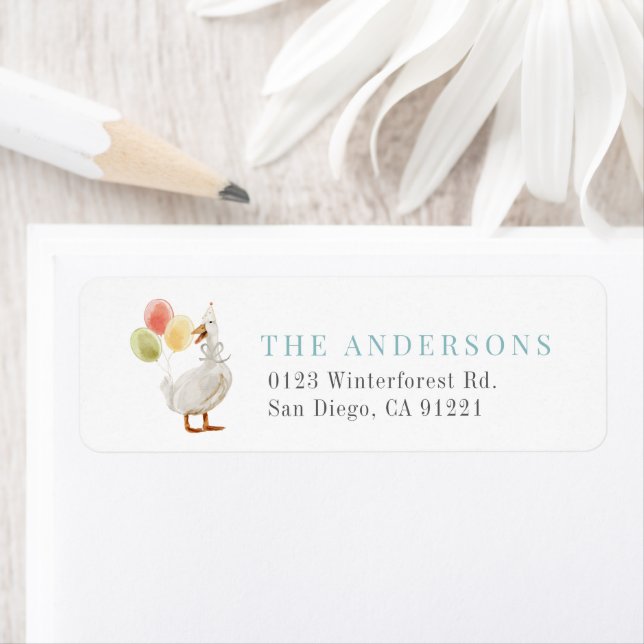 One Silly Goose Blue Boy Return Address Label (Insitu)