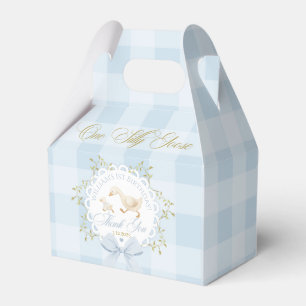One Silly Goose Blue Gingham Boy 1st Birthday Favour Box