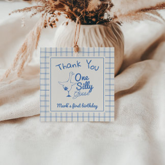 One Silly Goose Blue Hand Drawn 1st Boy Birthday Favour Tags
