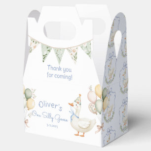One Silly Goose Blue Sage Boy 1st Birthday Favour Box