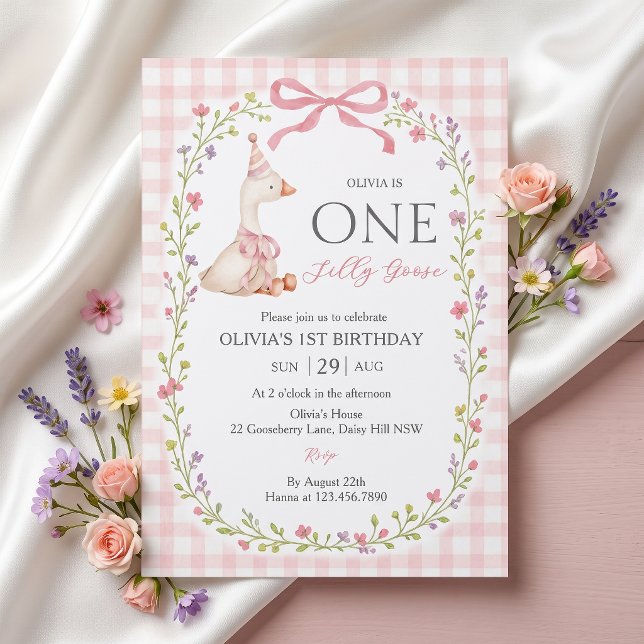 One Silly Goose Bow Widflower Birthday Invitation (Creator Uploaded)