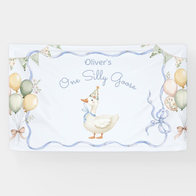 One Silly Goose Boy 1st Birthday Banner (Horizontal)