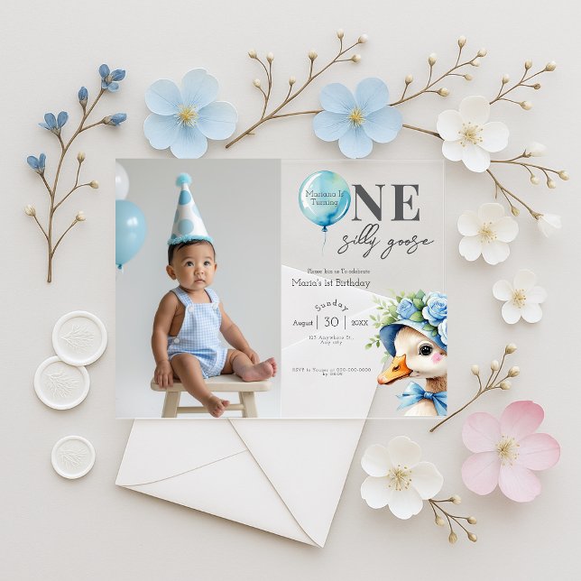 One Silly Goose Boy 1st Birthday  Invitation (Creator Uploaded)