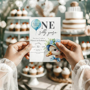 One Silly Goose Boy 1st Birthday  Invitation