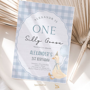 One Silly Goose Boy 1st Birthday  Invitation