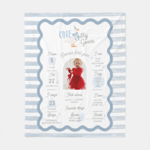One Silly Goose Boy 1st Birthday Milestone Fleece Blanket
