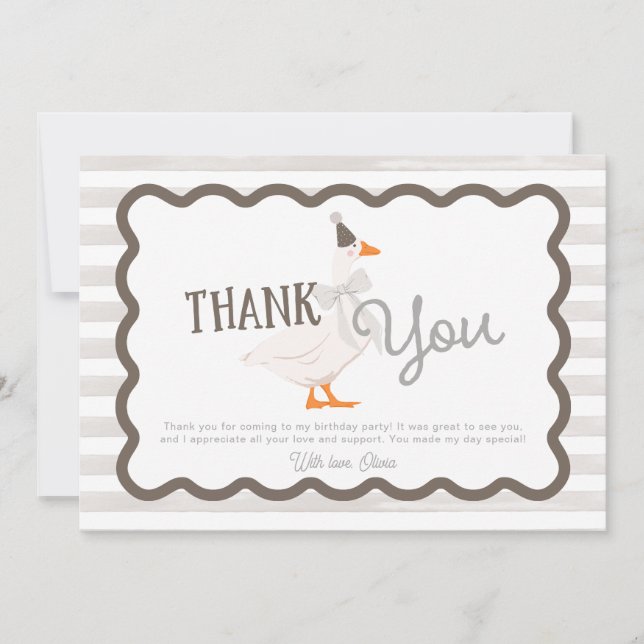One Silly Goose Boy 1st Birthday Thank You Card (Front)