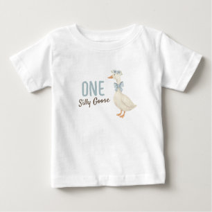 One Silly Goose Boy First Birthday Baby T-Shirt