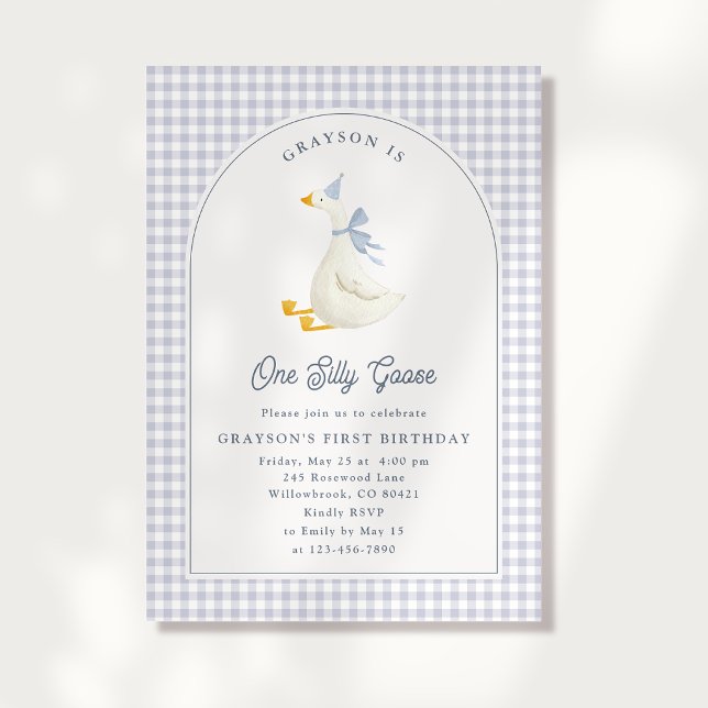 One Silly Goose Boy First Birthday  InvitatATION Invitation (Creator Uploaded)